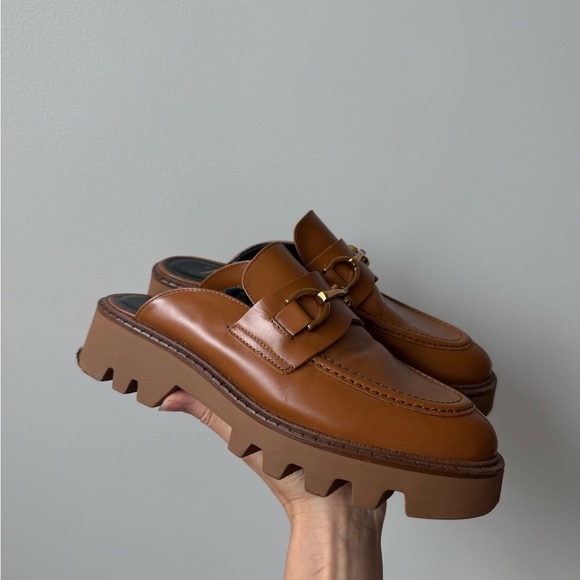 Zara Women Tan Leather Slip-On Loafers - Picture 4 of 6